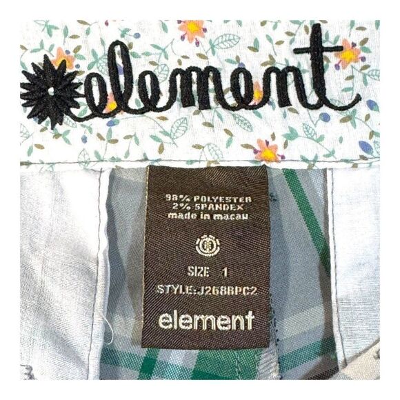 Element Plaid Bermuda Skateboarding Shorts Y2K 90’s Grunge Size 1 Blue Green - Picture 4 of 5